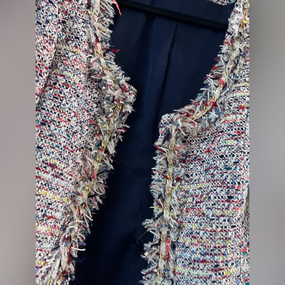 Boston Proper Colorful Tweed Fringe Jacket - Picture 7 of 9